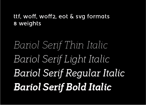 Included in bariol serif web - italic