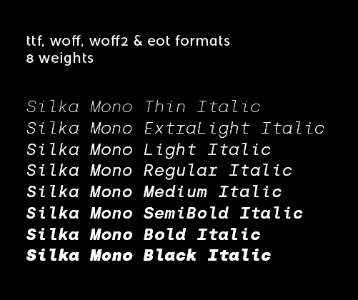 Included in silka mono web - italic