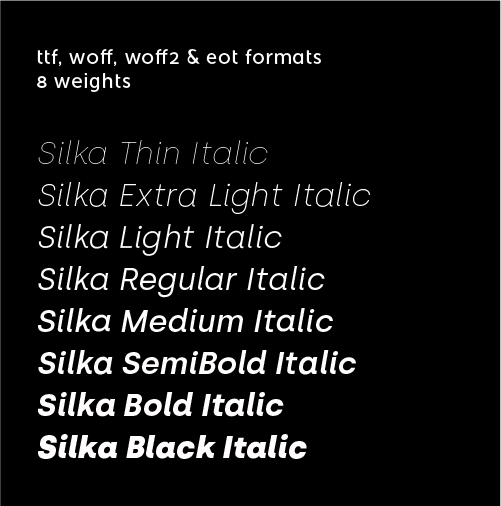 Included in silka webfont - italic