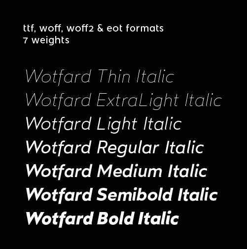 Included in wotfard webfont - italic